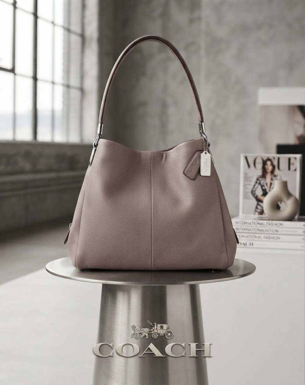 Coach Madison Phoebe Grey Quartz shoulder bag